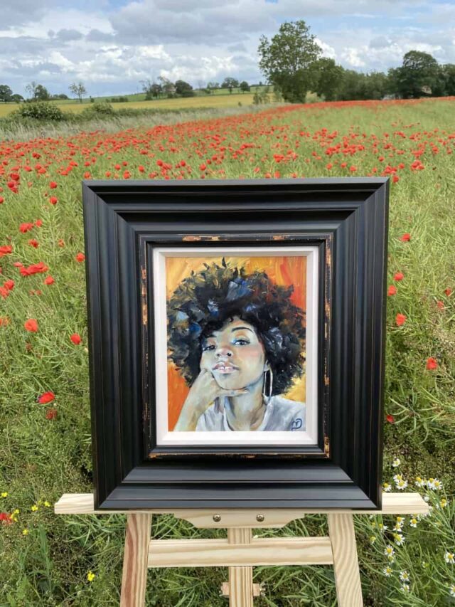 Elyse with frame by Vicki Davidson Artist. North Yorkshire artist