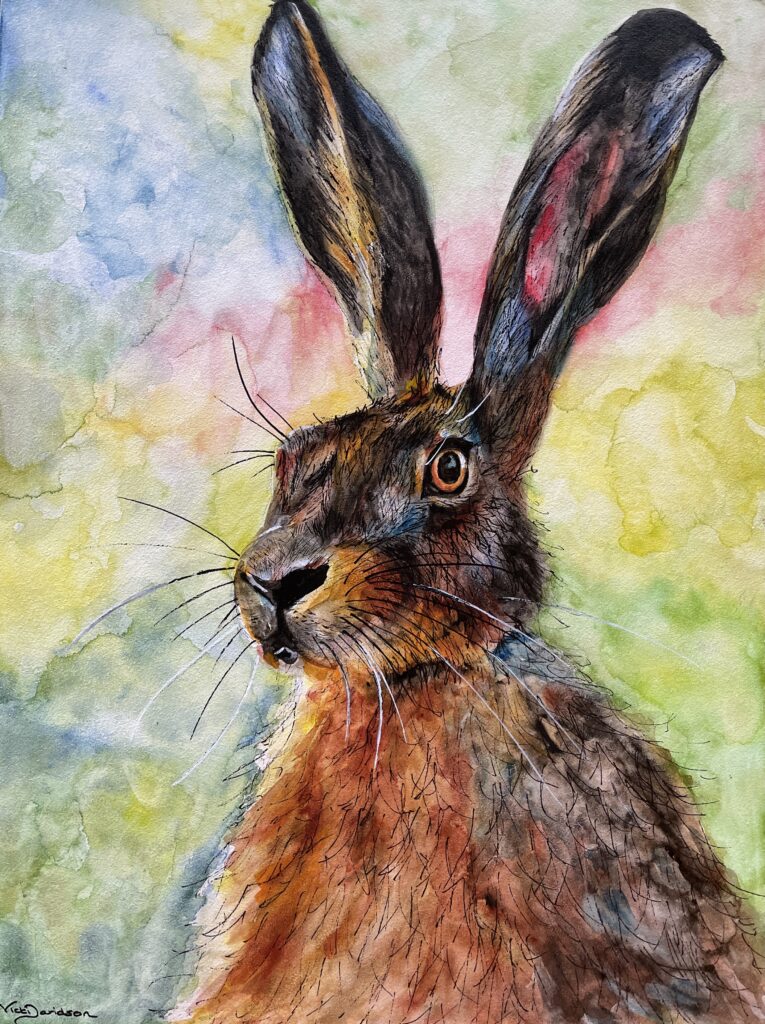 Aqua Hare - Original - Vicki Davidson Artist