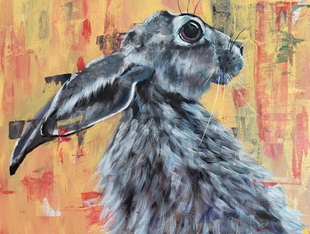 Blue Hare acrylic painting